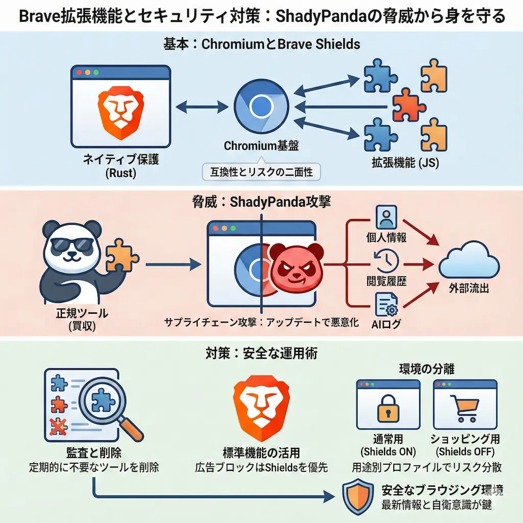 Braveの落とし穴！ShadyPandaから身を守るセキュリティ対策 | ブレイブブラウザナビ